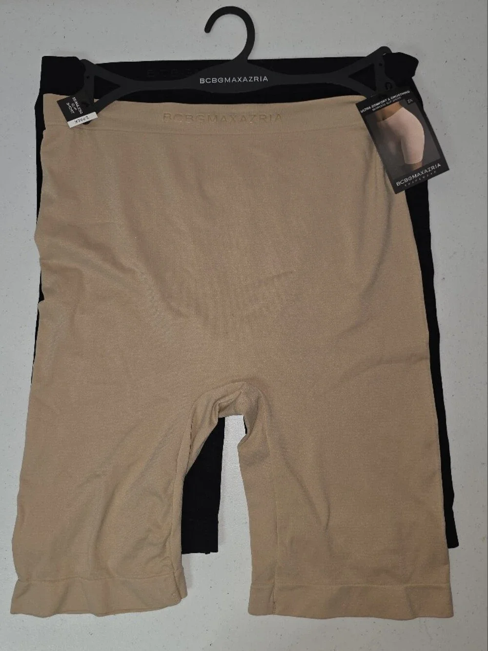 BCBGMaxAzria Seamless Slip Shorts 2 Pack Beige & Black Sz 2X Everyday Layering